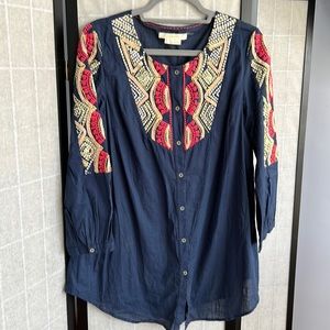 Anthropology embroidered lg shirt